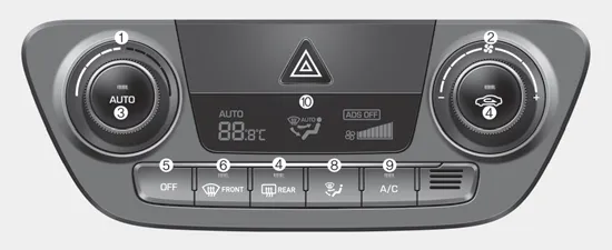 Hyundai Accent automatic climate control panel layout and buttons