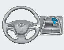 Hyundai Accent steps to set cruise control speed using steering wheel buttons