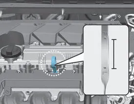 Hyundai Accent engine oil dipstick location and oil level checking procedure