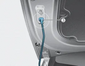 Hyundai Accent hood support rod placement showing how to prop the hood open securely