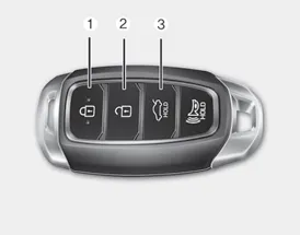 Hyundai Accent smart key buttons for door lock, unlock, and trunk open