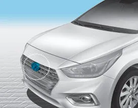 Hyundai Accent front radar sensor location for Forward Collision-avoidance Assist