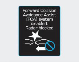 Hyundai Accent Forward Collision-Avoidance Assist disabled warning and radar blocked message icon
