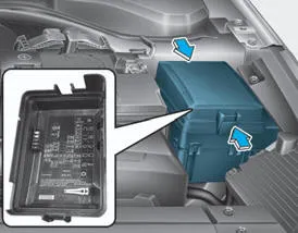 Hyundai Accent engine compartment fuse and relay panel location diagram