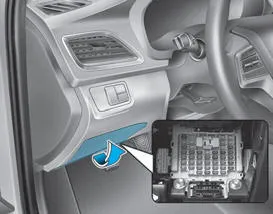 Hyundai Accent inner panel fuse replacement procedure using fuse puller tool