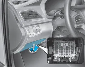 Hyundai Accent instrument panel fuse panel label inside fuse and relay box cover