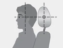 Hyundai Accent head restraint height alignment diagram showing center level with top of eyes
