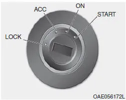 Hyundai Accent key ignition switch location and illumination indicator