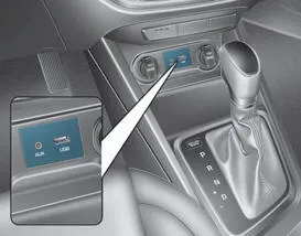 Hyundai Accent AUX USB and iPod port location in center console