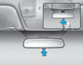 Hyundai Accent day/night rearview mirror lever position (day mode and night anti-glare mode)