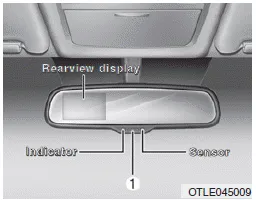 Hyundai Accent Electric Chromic Mirror (ECM) rearview mirror with ON/OFF button and indicator light