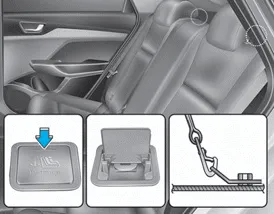 Hyundai Accent child restraint top tether anchor system location on rear seatback