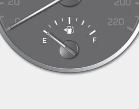 Hyundai Accent fuel gauge indicating remaining fuel level in the tank