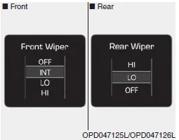 Hyundai Accent wiper mode indicator showing selected wiper speed