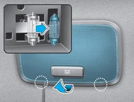 Hyundai Accent room lamp lens and bulb location