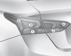 Hyundai Accent rear combination lamp bulb positions diagram