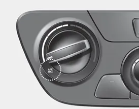 Hyundai Accent MAX A/C airflow icon for rapid cabin cooling