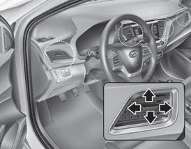 Hyundai Accent instrument panel vents and vent direction control lever