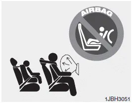 Hyundai Accent warning: never install a child restraint in the front passenger seat