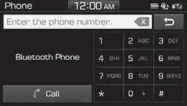 Hyundai Accent audio system Dial screen with keypad, call, and clear options
