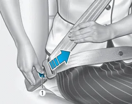 Hyundai Accent convertible locking retractor rear seat belt showing buckle release and belt retraction