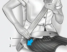 Hyundai Accent driver 3-point seat belt with emergency locking retractor and buckle locations