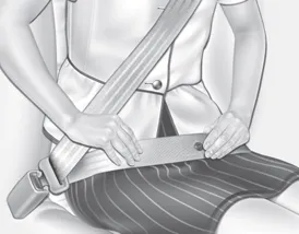 Hyundai Accent seat belt restraint system illustration showing correct lap and shoulder belt positioning