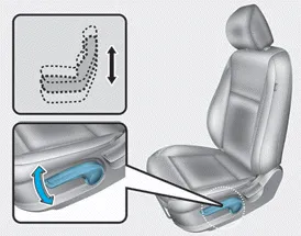 Hyundai Accent driver seat height adjustment lever for raising or lowering seat cushion