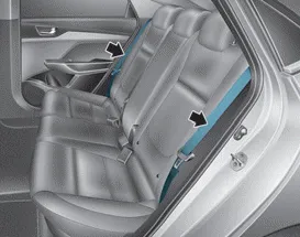 Hyundai Accent rear seatbelt moved to outboard position to prevent interference when folding seatback