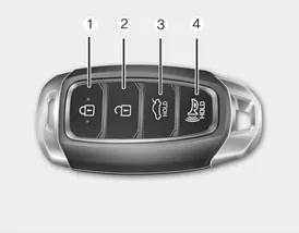 Hyundai Accent smart key fob with lock, unlock, trunk and panic buttons