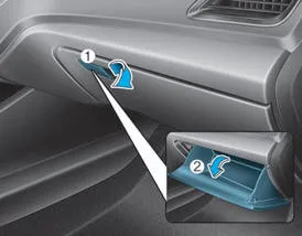 Hyundai Accent glove box release lever and glove compartment