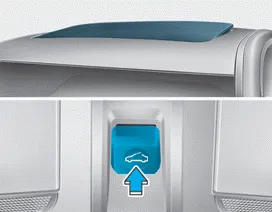 Hyundai Accent sunroof tilt open/close operation showing switch direction and tilted glass position
