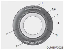 Hyundai Accent tire sidewall label showing tire size designation and DOT TIN location