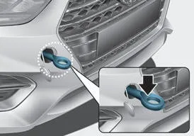 Hyundai Accent front emergency towing hook attachment point