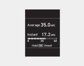 Hyundai Accent average and instant fuel economy display screen