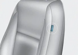 Hyundai Accent side air bag location integrated into the front seatback upholstery