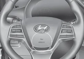 Hyundai Accent driver front air bag location in the center of the steering wheel