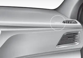 Hyundai Accent passenger front air bag location above the glove box on the instrument panel