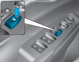 Hyundai Accent power window lock switch on the driver’s door used to disable rear passenger window switches