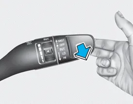 Hyundai Accent windshield washer spray and wipe function operated by pulling the lever